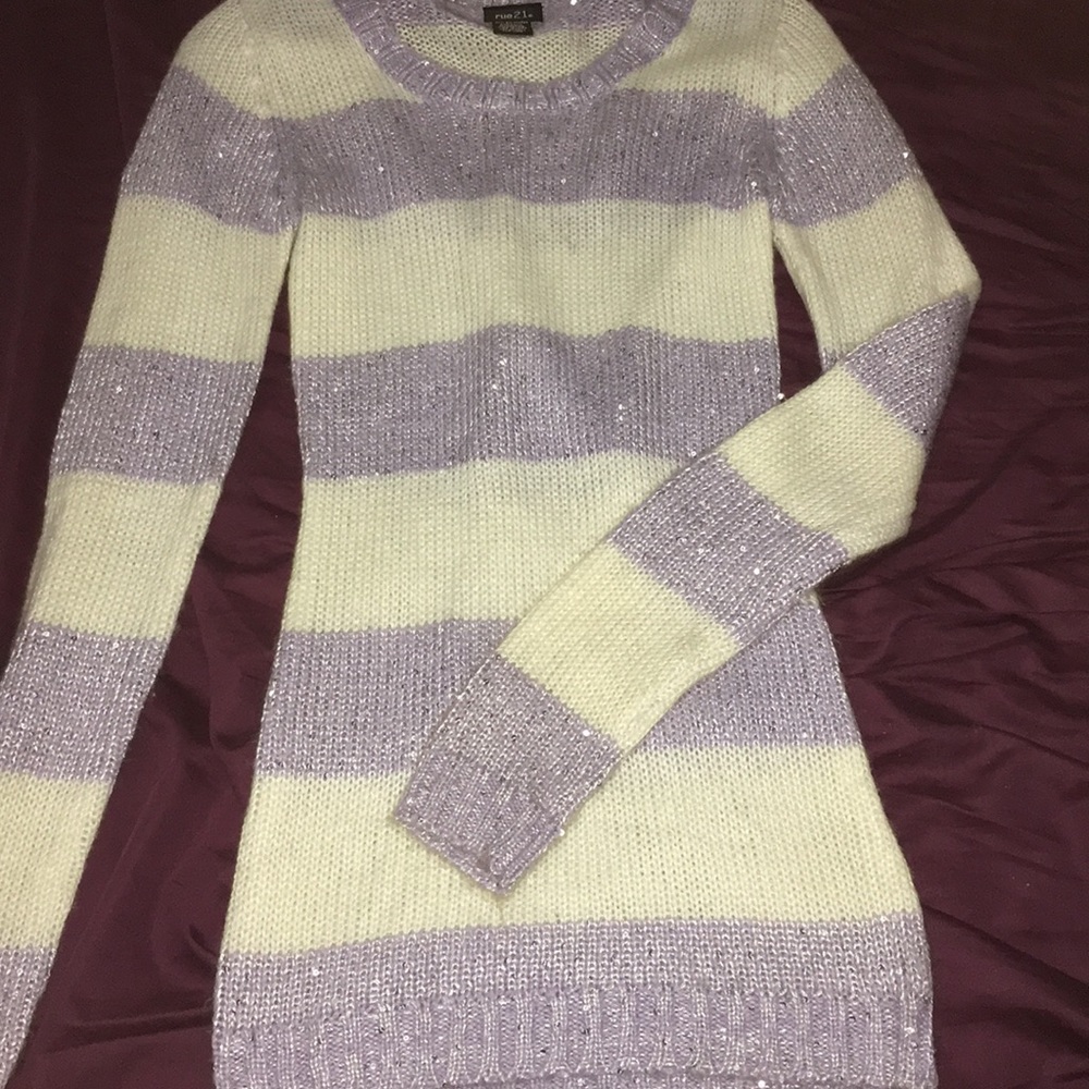 Purple and White Stripy, Spakly Sweater